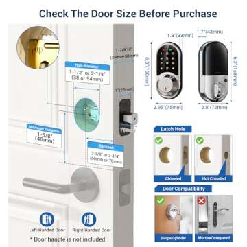 Veise Smart Lock, Keyless Entry Door Lock, Smart Locks for Front Door with App Control, Electronic Digital Lock with Touchscreen Keypad Set, Smart Deadbolt, Auto Lock, Easy Installation, Satin Nickel