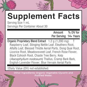 MaryRuth Organics USDA Organic Women's Wellness Liquid Herbal Supplements | Includes Stinging Nettle, Raspberry Leaf, Eleuthero Root, Chaste Tree Berry | Menstrual Support | Non-GMO, Vegan