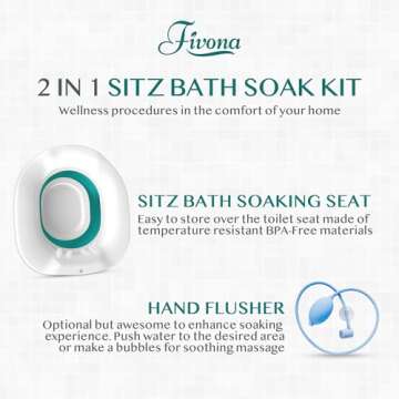 Sitz Bath for Hemorrhoids Soak and Postpartum Care | Toilet Seat | Bartholin Cyst Tub | at Home Soaking Procedures for Man and Detox Vaginal Steaming for Women with Massage Hand Flusher