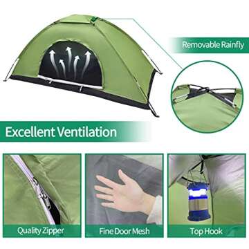 Sutekus Tent Camouflage Patterns Camping Tent Backpacking Tent for Camping Hiking 【Outdoor Equipment】 (Single - Green)