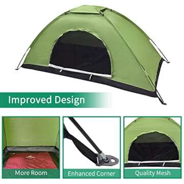 Sutekus Tent Camouflage Patterns Camping Tent Backpacking Tent for Camping Hiking 【Outdoor Equipment】 (Single - Green)