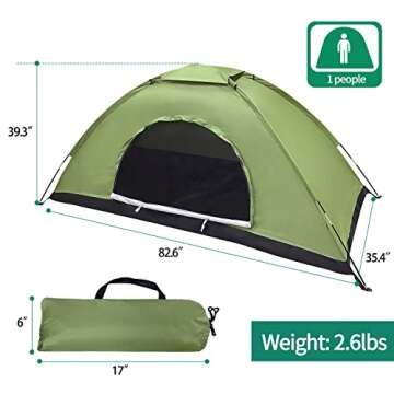 Sutekus Tent Camouflage Patterns Camping Tent Backpacking Tent for Camping Hiking 【Outdoor Equipment】 (Single - Green)