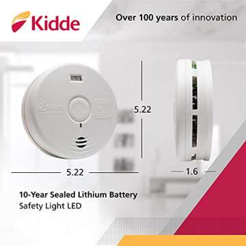 Kidde Smoke Detector with Safety Light for Hearing Impaired, 10-Year Battery Smoke Alarm, Ideal for Hallways or Deaf People