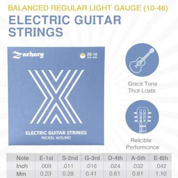 Regular Light Electric Guitar Strings Electric Guitar Strings 6 String Kit Long-life with Smooth Feel & Lasting Bright Tone Guitar Accessories 2 Packs (Regular Light, 10-46)