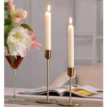 BWRMHME New Modern Metal Gold Candlestick Holders Wedding Decoration Skinny Tapered Candlestick Holder Home Decor Bar Party Candle Holders (S+L)