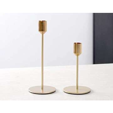 BWRMHME New Modern Metal Gold Candlestick Holders Wedding Decoration Skinny Tapered Candlestick Holder Home Decor Bar Party Candle Holders (S+L)