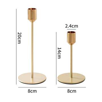 BWRMHME New Modern Metal Gold Candlestick Holders Wedding Decoration Skinny Tapered Candlestick Holder Home Decor Bar Party Candle Holders (S+L)