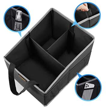 Alijees Car Back Seat Organizer - Car Organization Backseat Front Seat Road Trip Essentials Kids, Automotive Travel Storage, Car Accessories for Women Men Interior (Black-Small)