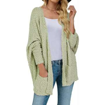 MEROKEETY Women's Fuzzy Popcorn Batwing Sleeve Cardigan Knit Oversized Sherpa Sweater Coat