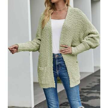 MEROKEETY Fuzzy Batwing Cardigan