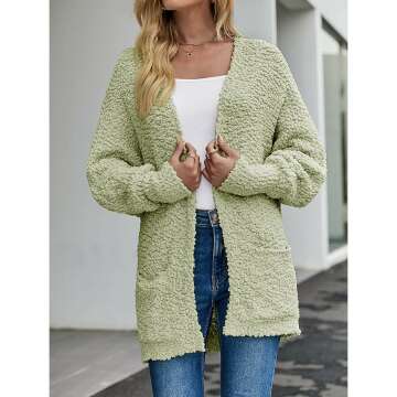 MEROKEETY Fuzzy Batwing Cardigan