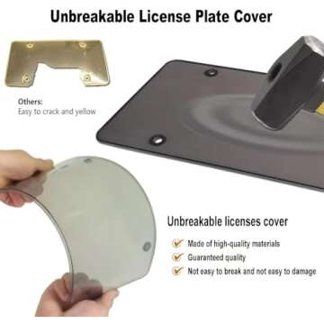 2 Unbreakable Tinted License Plate Covers Protector Bubble Covers 4 Holes with 8 ScrewsUniversal Fitment Choose Your Shield Color (Gray)