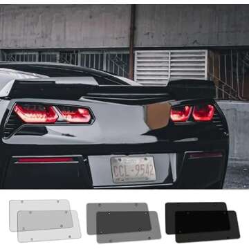 2 Unbreakable Tinted License Plate Covers Protector Bubble Covers 4 Holes with 8 ScrewsUniversal Fitment Choose Your Shield Color (Gray)