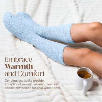 Unboxme Gifts Warm & Cozy Ultra-Luxe Cloud Socks for Women & Men - Super Soft Luxurious Fabric Sleep Socks for Him & Her, Blue 1 Pair