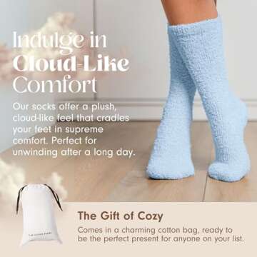 Unboxme Gifts Warm & Cozy Ultra-Luxe Cloud Socks for Women & Men - Super Soft Luxurious Fabric Sleep Socks for Him & Her, Blue 1 Pair