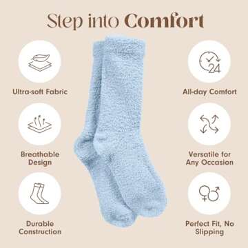 Unboxme Gifts Warm & Cozy Ultra-Luxe Cloud Socks for Women & Men - Super Soft Luxurious Fabric Sleep Socks for Him & Her, Blue 1 Pair