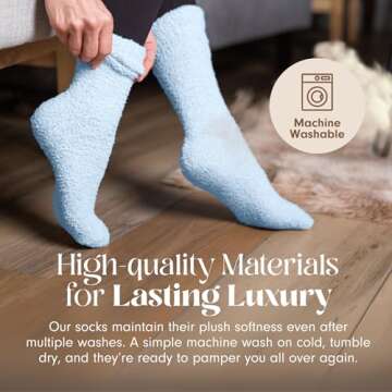 Unboxme Gifts Warm & Cozy Ultra-Luxe Cloud Socks for Women & Men - Super Soft Luxurious Fabric Sleep Socks for Him & Her, Blue 1 Pair