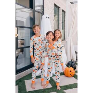 The Children's Place Baby 2 Piece and Kids, Sibling Matching, Holiday Pajama Sets, Cotton, Ghosts/Pumpkins Halloween