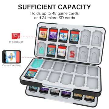 HEIYING Game Card Case for Nintendo Switch & OLED,Customized Pattern Switch Lite Game Storage Case with 48 Games Cards Slots and 24 Micro SD Cards Slots