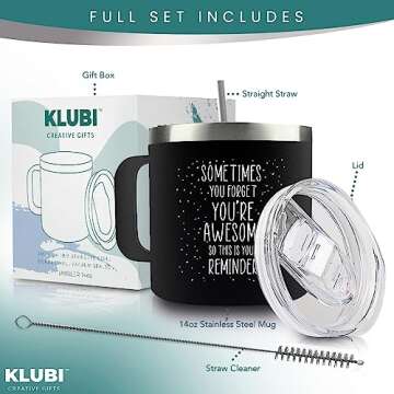 KLUBI Inspirational Gifts for Men - Sometimes You Forget You’re Awesome Mug 14oz Mugs for Men Christmas Gifts For Men Coffee Lovers Birthday Gift Ideas Travel Cup Dad Gifts for Birthday Awesome Mug