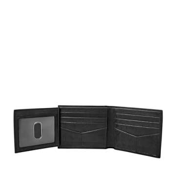 Fossil Men's RFID-Blocking Leather Wallet in Black