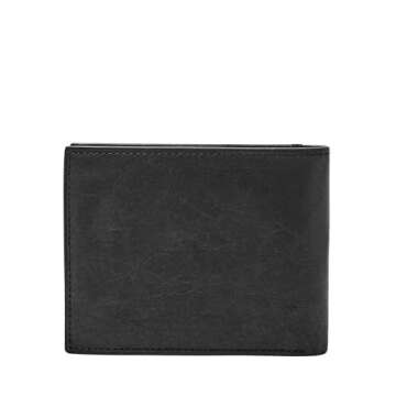 Fossil Men's RFID-Blocking Leather Wallet in Black