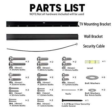 No Stud TV Wall Mount, Drywall Studless TV Hanger No Damage, No Drill, Non Screws, Flat Screen Easy Install Bar Bracket fits VESA 12-55 inch TVs up to 99 lbs, Include Hardware Levels