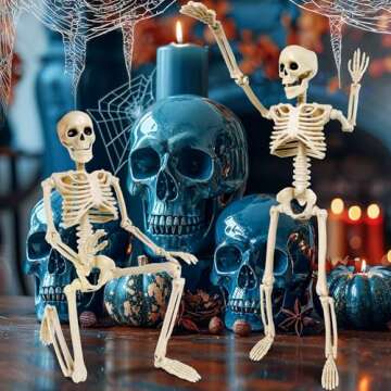 16" Poseable Skeleton Decorations - 2 Pack