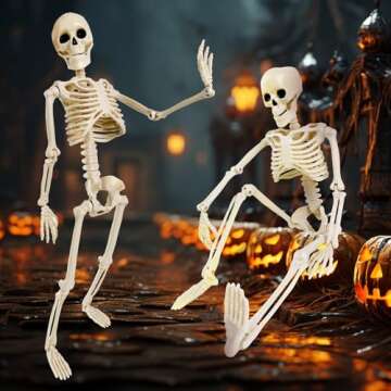 16" Poseable Skeleton Decorations - 2 Pack