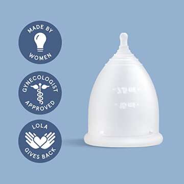 LOLA Menstrual Cup, Size 2 - Reusable Period Cup for 12 Hours of Reliable Leak Protection - Made of Medical Grade Silicone for a Comfortable, Flexible Fit - Carrying Case Included, Eco Friendly