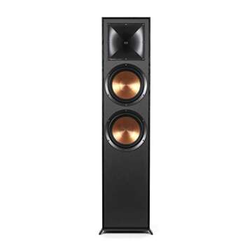 Klipsch Reference R-820F Floorstanding Speaker for Home Theater Systems with 8” Dual Woofers, Tower Speakers with Bass-Reflex via Rear-Firing Tractrix Ports in Black