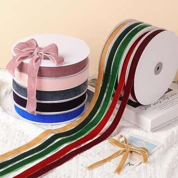 Velvet Ribbon 1/4" x 20Yd,Great for Gift Wrapping,Hair Bows Making, Wreaths,Wedding and Christmas Party Decoration