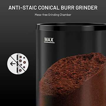 Secura Conical Burr Coffee Grinder, Adjustable Burr Mill with 35 Grind Settings, Electric Coffee Bean Grinder for 2-12 Cups, Black, Large