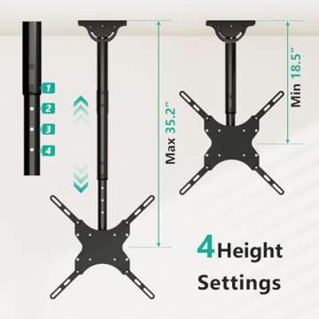 WALI Ceiling Mount for 26-65 Inch TVs - Adjustable