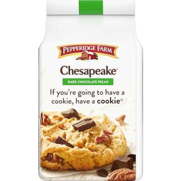 Pepperidge Farm Chesapeake Crispy Dark Chocolate Pecan Cookies, 7.2 OZ Bag (8 Cookies)