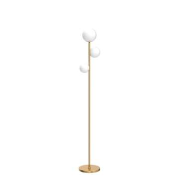 Mid Century Modern Floor Lamp - Gold & Frosted Glass