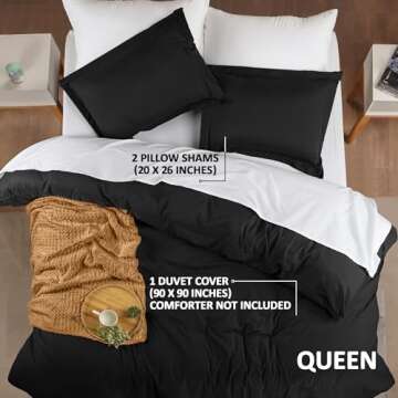 Utopia Bedding Duvet Cover Queen Size - 1 Duvet Cover with 2 Pillow Shams - 3 Pieces Bedding Duvet Cover with Zipper Closure - Soft Brushed Microfiber, 90 X 90 Inches (Queen, Black)