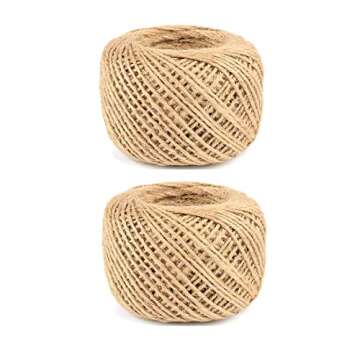 FUNNYARD Natural Jute Twine 2 PackX328 Feet 2mm 3ply Arts and Crafts Jute Rope Industrial Packing Materials Wrapping String for Gifts, DIY Crafts,Decoration,Gift Wrapping, Gardening Applications