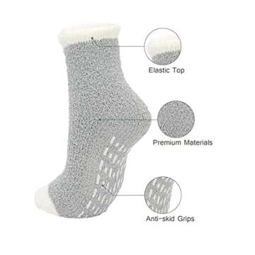 Century Star Anti Slip Athletic Plush Slipper Grip Soft Socks Women Yoga Pilates Soft Warm Cozy Socks For Christmas (01) One Size 7 Pairs Multicolor One Size