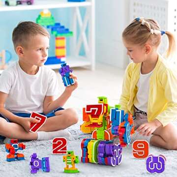 Lydaz Number Bots Toys for Kids, Number Robots Block, Preschool Action Learning Education Math Autism Toys for Toddlers, Classroom Valentines Birthday Gifts for Boys 2 3 4 5Years Old(10Pcs)