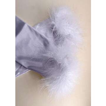 Aniler Women's Long Opera Party 1920s Satin Stretchy Elbow Length Gloves (Feather White)