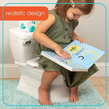 Ingenuity My Size Potty with Transition Ring & Storage,White-Realistic Potty Training Toilet-Features Interactive Toilet Handle, Removable Potty Topper and Pot, Wipe Compartment, and Splash Guard