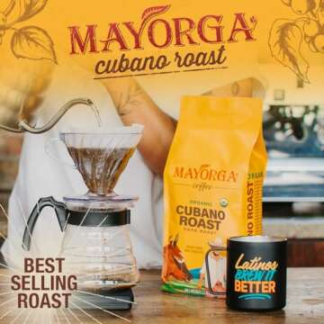 Mayorga Organics Coffee 2lb Bag Cubano Roast Dark Coffee Dark Roast Whole Bean Coffee, Specialty-Grade, 100% USDA Organic, Non-GMO Verified, Direct Trade, Kosher