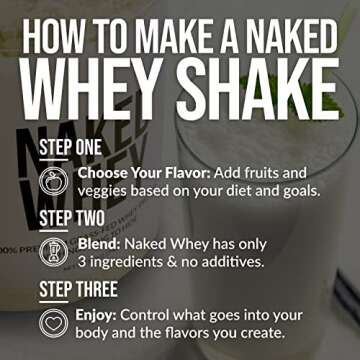 Naked Whey 1LB - All Natural Grass Fed Whey Protein Powder, Organic Chocolate, and Coconut Sugar - No GMO, No Soy, and Gluten Free, Aid Growth and Recovery - 12 Servings