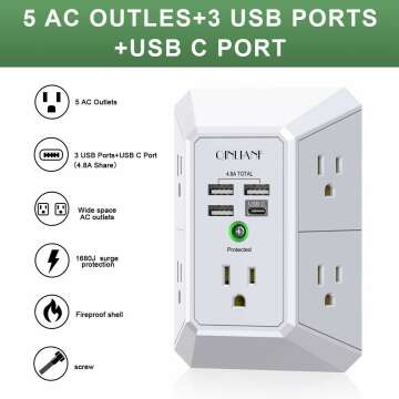 QINLIANF Surge Protector with USB Charging Ports