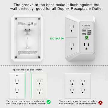 QINLIANF Surge Protector with USB Charging Ports