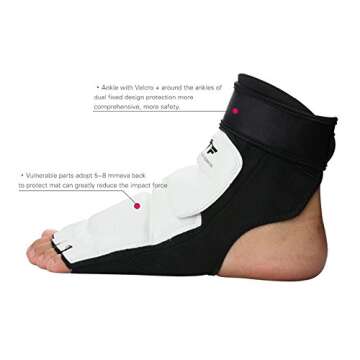 Baselay Taekwondo Foot Protector, WTF Approved Training Boxing Martial Arts Boxing Punch Bag Sparring Muay Thai Kung Fu Feet Protector TKD KTA Foot Gear Support for Men Women Kids (White, Large)