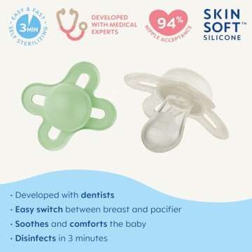 MAM Original Start Matte Newborn Baby Pacifier, Best Pacifier for Breastfed Babies, Sterilizer Case, Unisex, 0-3 Months (Pack of 2)