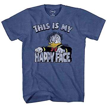 Disney mens Disney Men's Donald Duck T-shirt novelty t shirts, Navy Heather, X-Large US