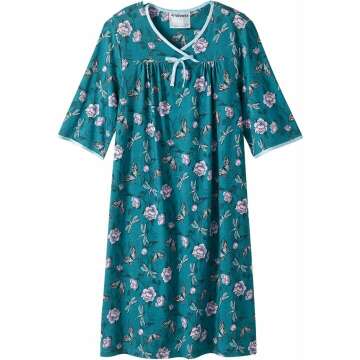 Silvert's Adaptive Clothing & Footwear Open Back Night Gown For Ladies - Assisted Dressing Hospital Gown